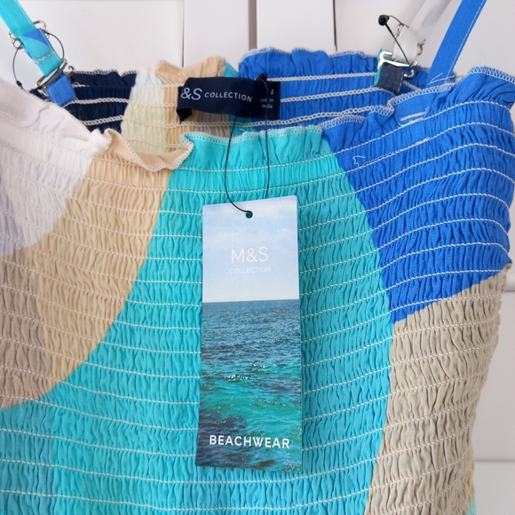 M&S Collection Beach Dress Turquoise Size 8 Removable Straps Holiday Cruise BNWT - Picture 9 of 13
